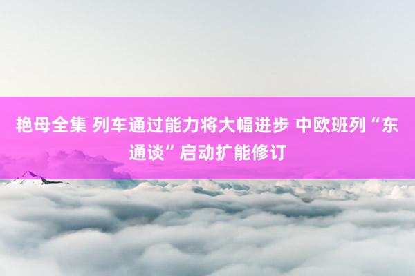 艳母全集 列车通过能力将大幅进步 中欧班列“东通谈”启动扩能修订