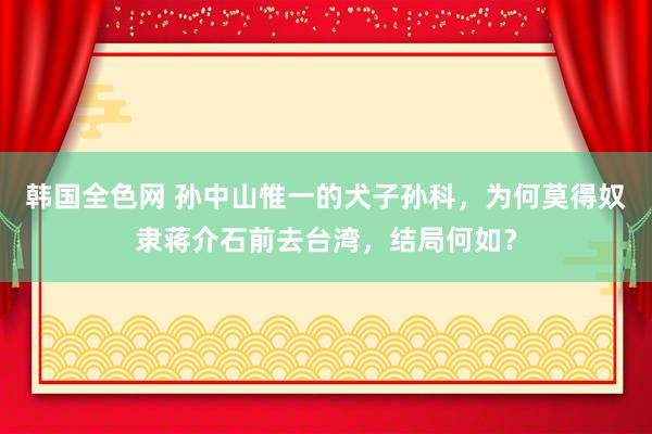 韩国全色网 孙中山惟一的犬子孙科，为何莫得奴隶蒋介石前去台湾，结局何如？