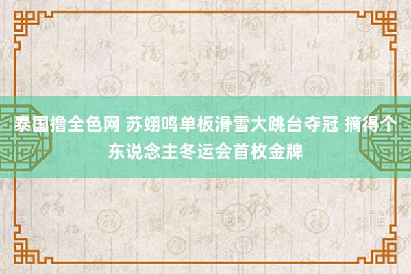 泰国撸全色网 苏翊鸣单板滑雪大跳台夺冠 摘得个东说念主冬运会首枚金牌