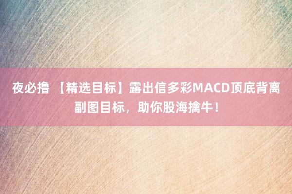 夜必撸 【精选目标】露出信多彩MACD顶底背离副图目标，助你股海擒牛！