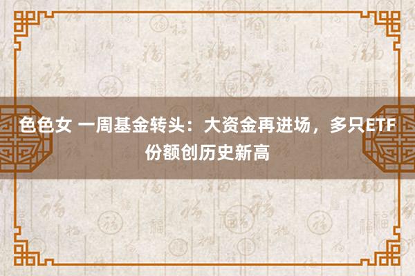 色色女 一周基金转头：大资金再进场，多只ETF份额创历史新高