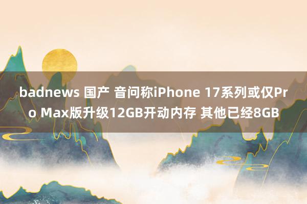 badnews 国产 音问称iPhone 17系列或仅Pro Max版升级12GB开动内存 其他已经8GB