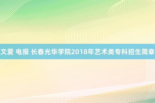 文爱 电报 长春光华学院2018年艺术类专科招生简章