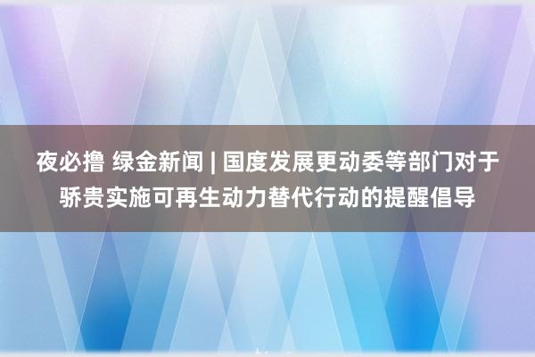 夜必撸 绿金新闻 | 国度发展更动委等部门对于骄贵实施可再生动力替代行动的提醒倡导