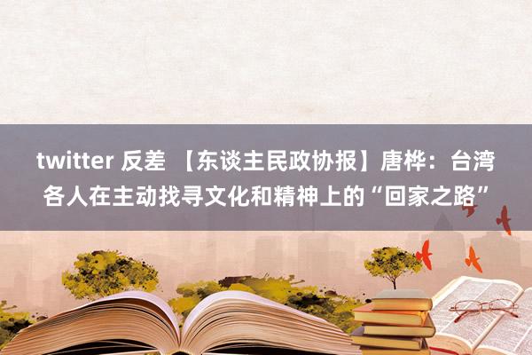 twitter 反差 【东谈主民政协报】唐桦：台湾各人在主动找寻文化和精神上的“回家之路”